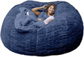 Bean Bag Chair, 7ft Giant Fur Bean Bag Sofa Chair Living Room Furniture XL Memory Foam Stuffed Lounger Chairs for Kids, Adults, Couples (Only Cover, No Filler) (Color : Dark Blue, Size : 7ft)