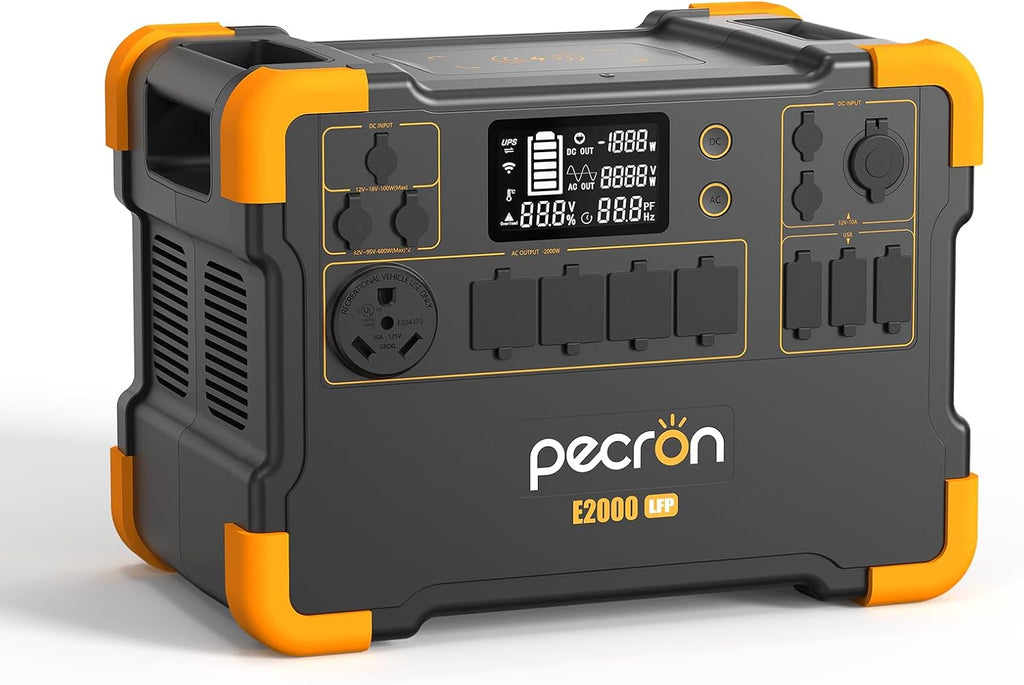 PECRON E2000LFP 1920Wh LiFePO4 Battery, 2000W AC/100W USB-C Output, Fast Charging with 30AMP RV Outlet for Camping, Home, RV, Emergency