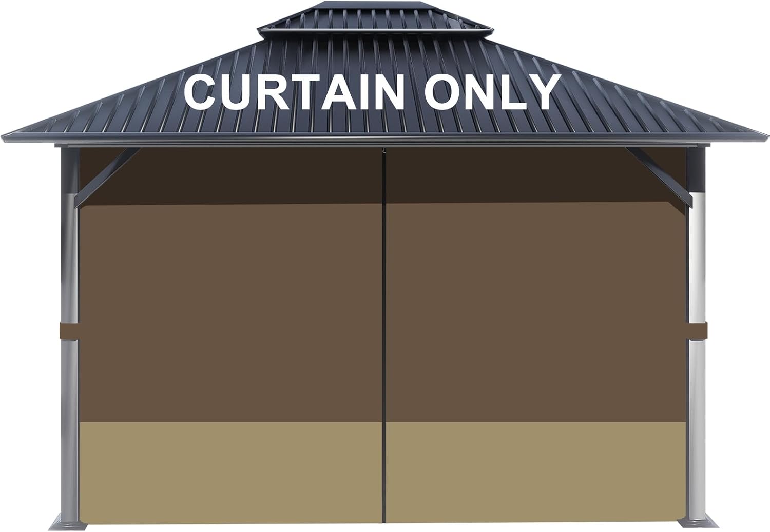BPS 12' x 16' Gazebo Privacy Curtains with Double Zipper, 4-Panels Side Wall Universal Gazebo Side Panels Replacement for Patio, Outdoor Canopy, Garden and Backyard (Curtain Only)
