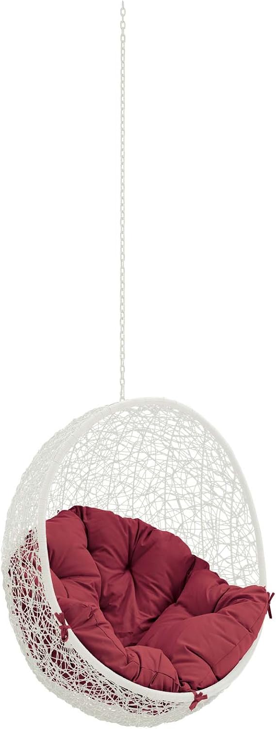Modway Hide Outdoor Patio Swing Chair Without Stand, White Red