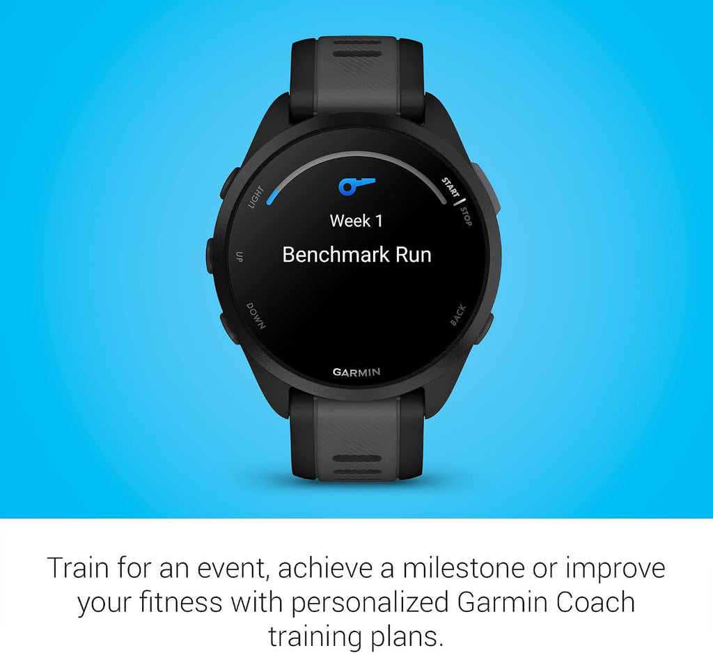 Garmin Forerunner 165 Music, Running Smartwatch, Colorful AMOLED Display, Training Metrics and Recovery Insights, Music on Your Wrist, Black