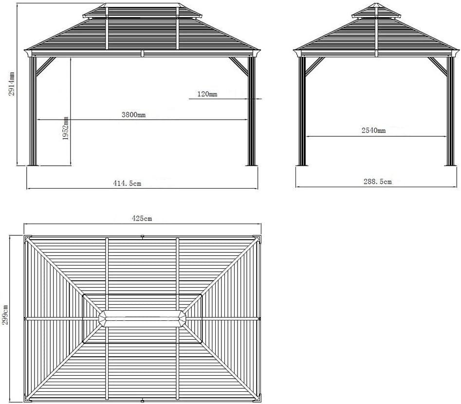 Sojag Outdoor 10' x 14' Mykonos Double Roof Hardtop Gazebo Outdoor Sun Shelter