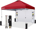 CROWN SHADES Canopy Tent 10x10 Pop Up Canopy Outdoor Shade with Pockets Sidewall, Easy Up Sun Shelter with One Person Set Up Center Lock, Portable Instant Camping Beach Canopy Tents, Red