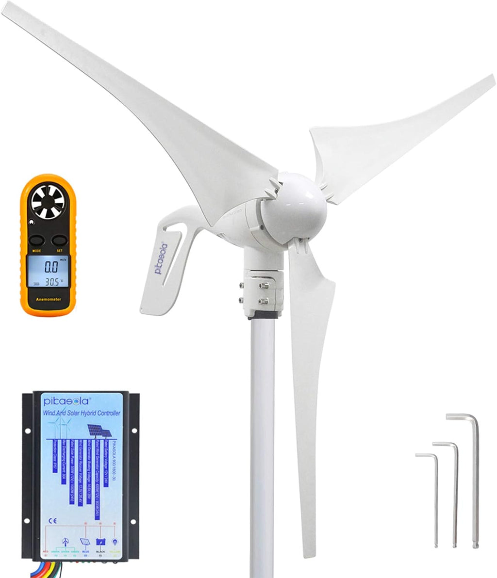 Wind Turbine Generator 12V 400W with a 30A Hybrid Charge Controller. As Solar and Wind Charge Controller which can Add Max 500W Solar Panel for 12V Battery.