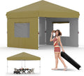 Garvee 10x10 Pop Up Canopy Tent with 3 Removable Sidewall, Heavy Duty Commercial Instant Shelter with One-Person Setup, UPF 50+ Waterproof, 100 Sq Ft Shade for Outdoor Events, Camping, Farmers Market