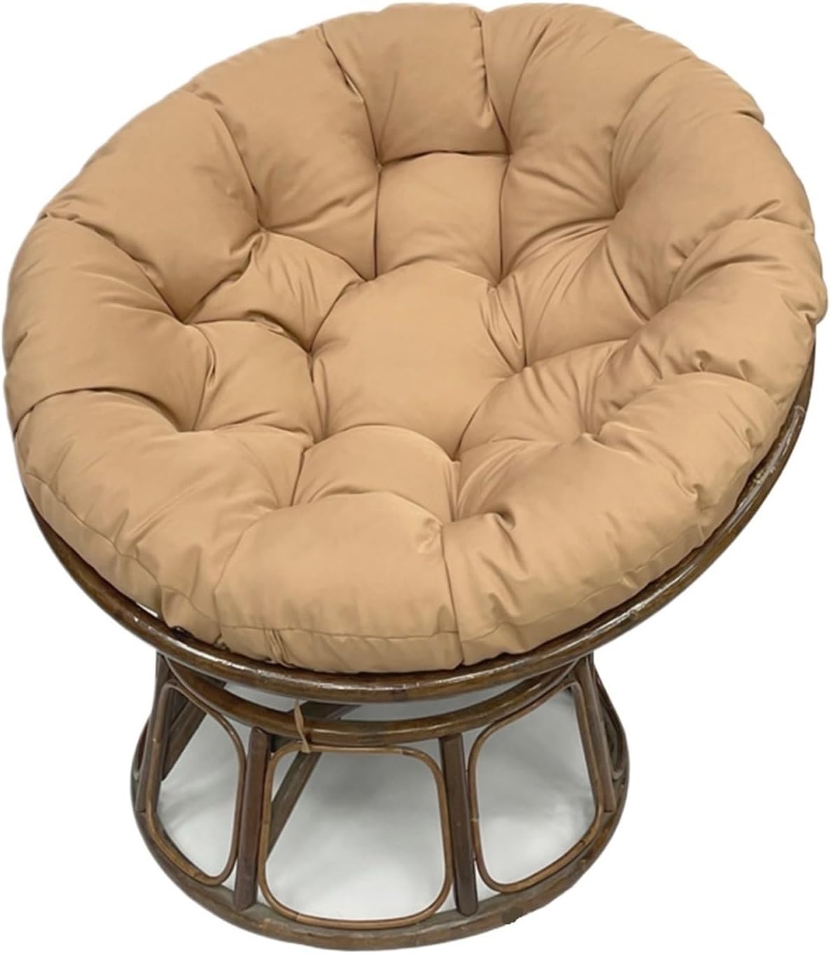 Ergonomic Wicker Papasan Chair Cushion, Round Papasan Swivel Chair Cushion, Rocking Chair Cushion for Outdoor Indoor(Khaki,51 * 51 in)