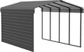 Arrow Carports Galvanized Steel Carport, with 1-Sided Enclosure, Compact Car Metal Carport Kit, 12' x 20' x 9', Charcoal
