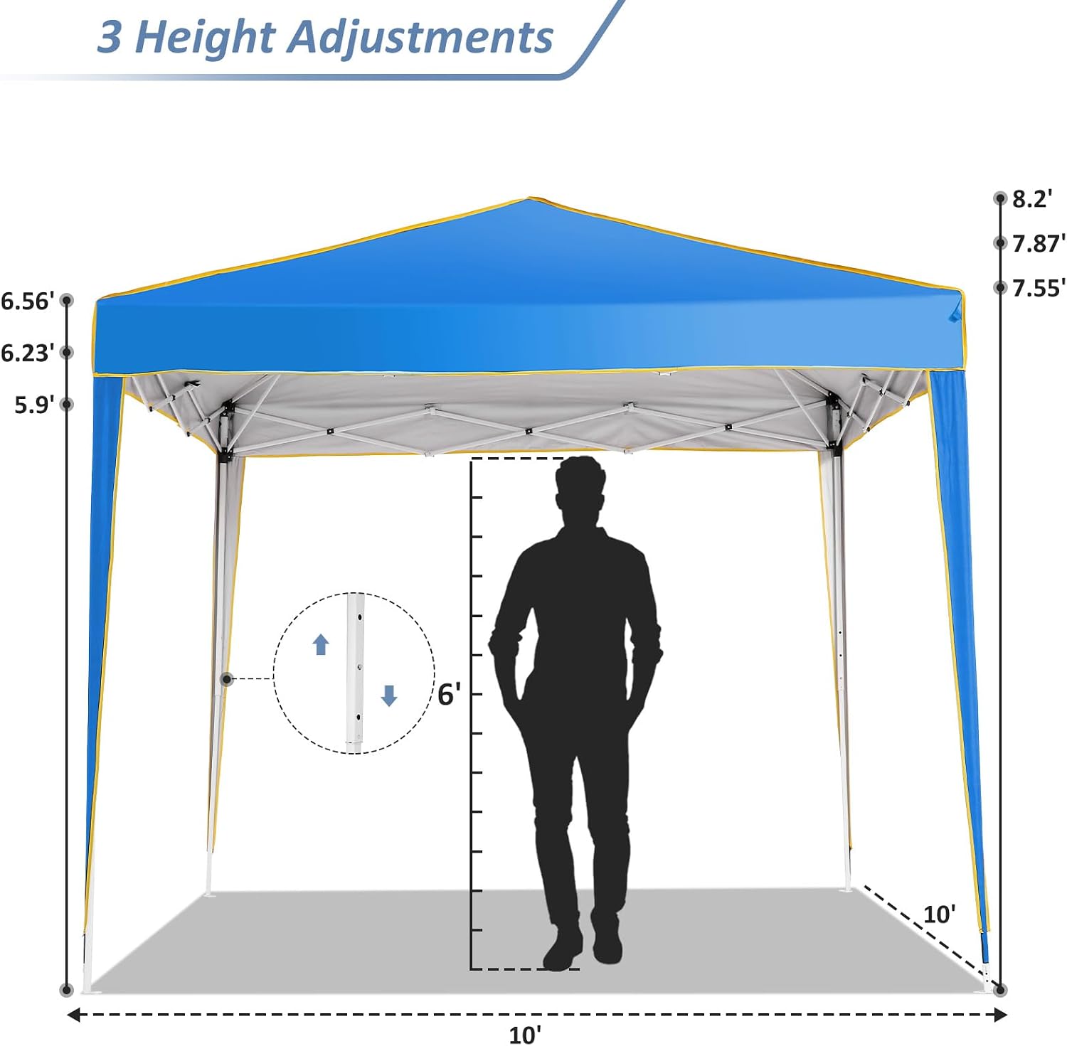 COBIZI 10x10 Pop Up Canopy with 4 Removable Sidewalls, Canopy Tent for Parties Waterproof Wedding Event Shelter, Instant Outdoor Gazebos with Church Window,Carry Bag,4 Stakes,Ropes & Sandbags, Blue