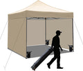 10x10 Pop up Canopy Tent with Sidewalls,Heavy Duty Waterproof Sun Shade Canopy Easy up Canopy with Wheel Bag Commercial Gazebo Tent for Outdoors Parties Vendors Camping Beach (Khaki)