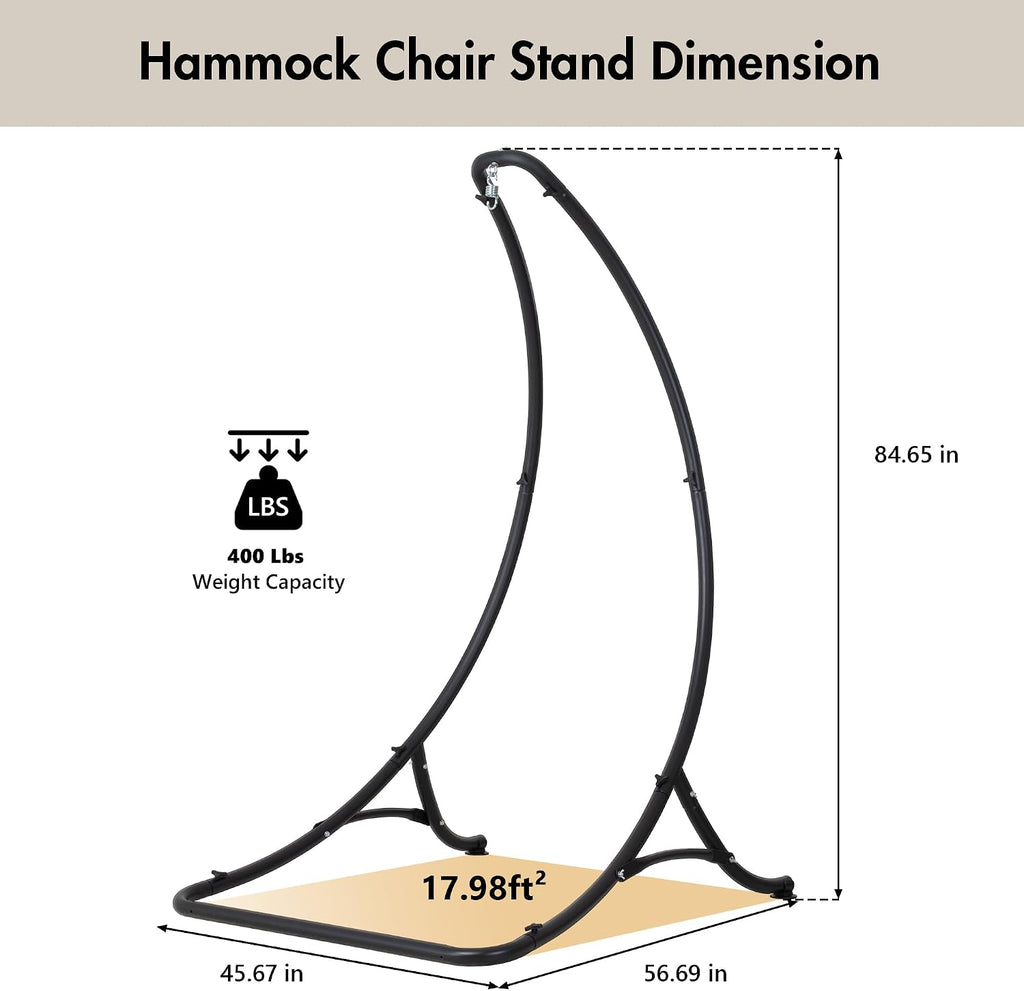ANOW Heavy Duty Hammock Chair Swing Stand Only, Hanging Chair Stand for Outside, Max 400 Lbs, Black