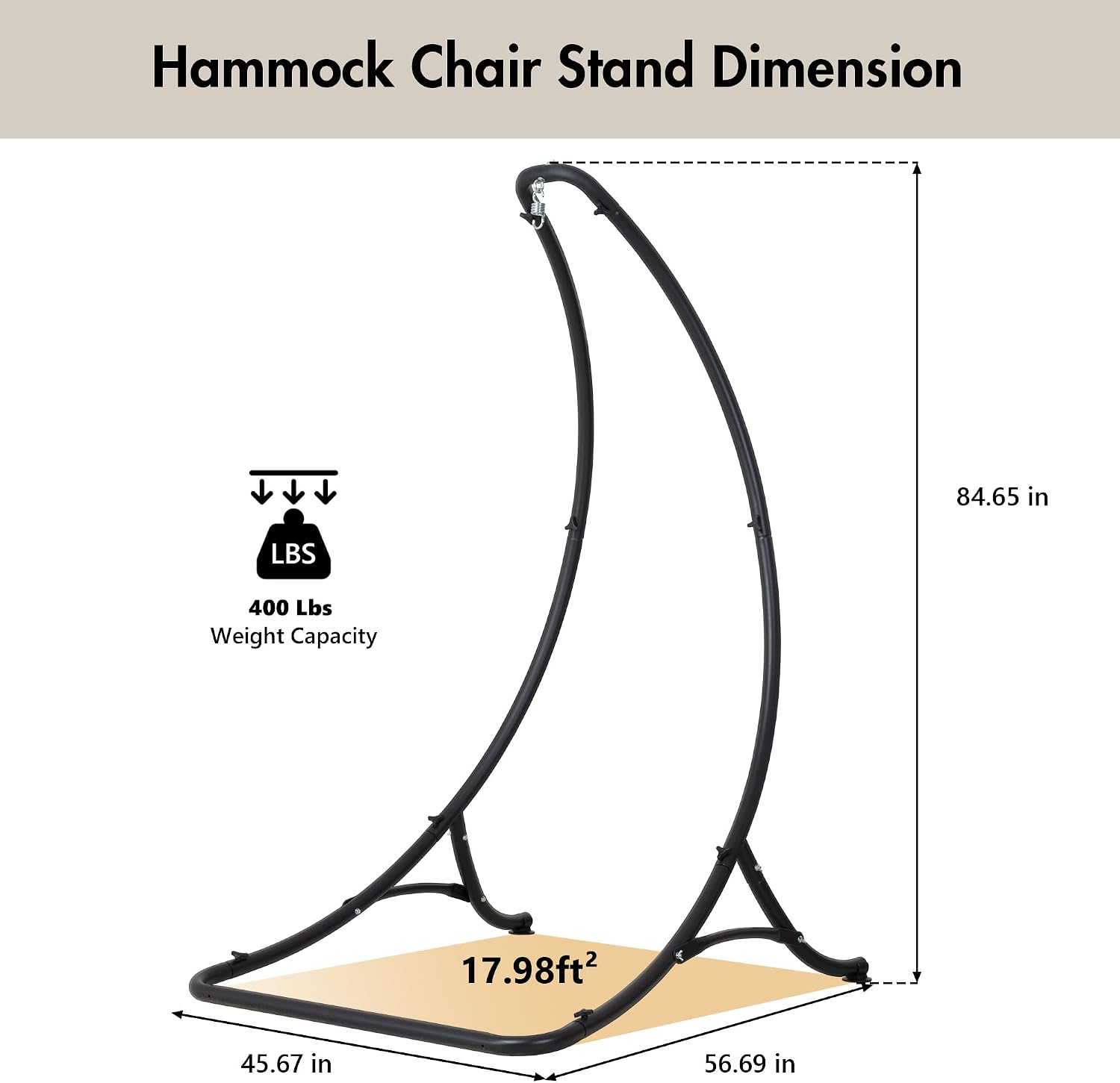 ANOW Heavy Duty Hammock Chair Swing Stand Only, Hanging Chair Stand for Outside, Max 400 Lbs, Black