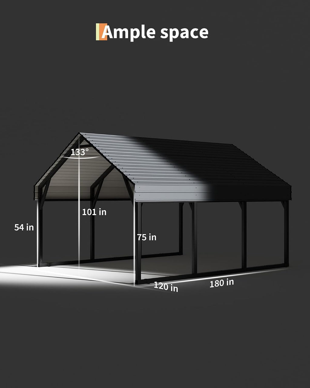 10 x 15 FT Metal Carport, Heavy Duty Carports Reinforced Frame and Steel Roof, All-Weather Shelter Canopy for Pickups, Boats, Cars, and Tractors