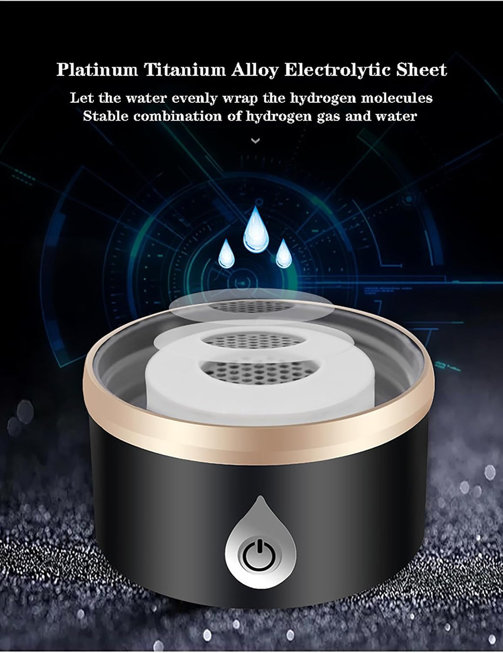 Hydrogen-Rich Generator, 3 Mins Portable USB Rechargeable Ionized Water Generator, Ozone and Chlorine Release, for Health Preserving(Color:Black)