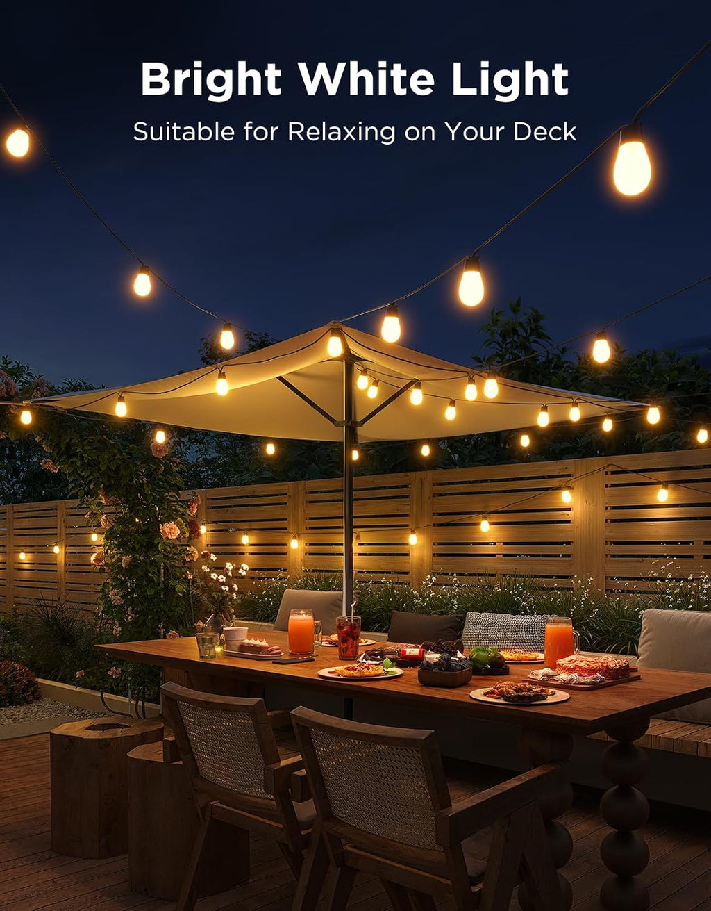 Govee S14 Bulb Outdoor String Lights 2, 144ft Smart RGBIC Warm White Lights with 45 LED Bulbs(3 Ropes of 48ft), 111 Scene Modes for Patio Decor, IP66 Compatible with Alexa, Google, Matter, APP Control