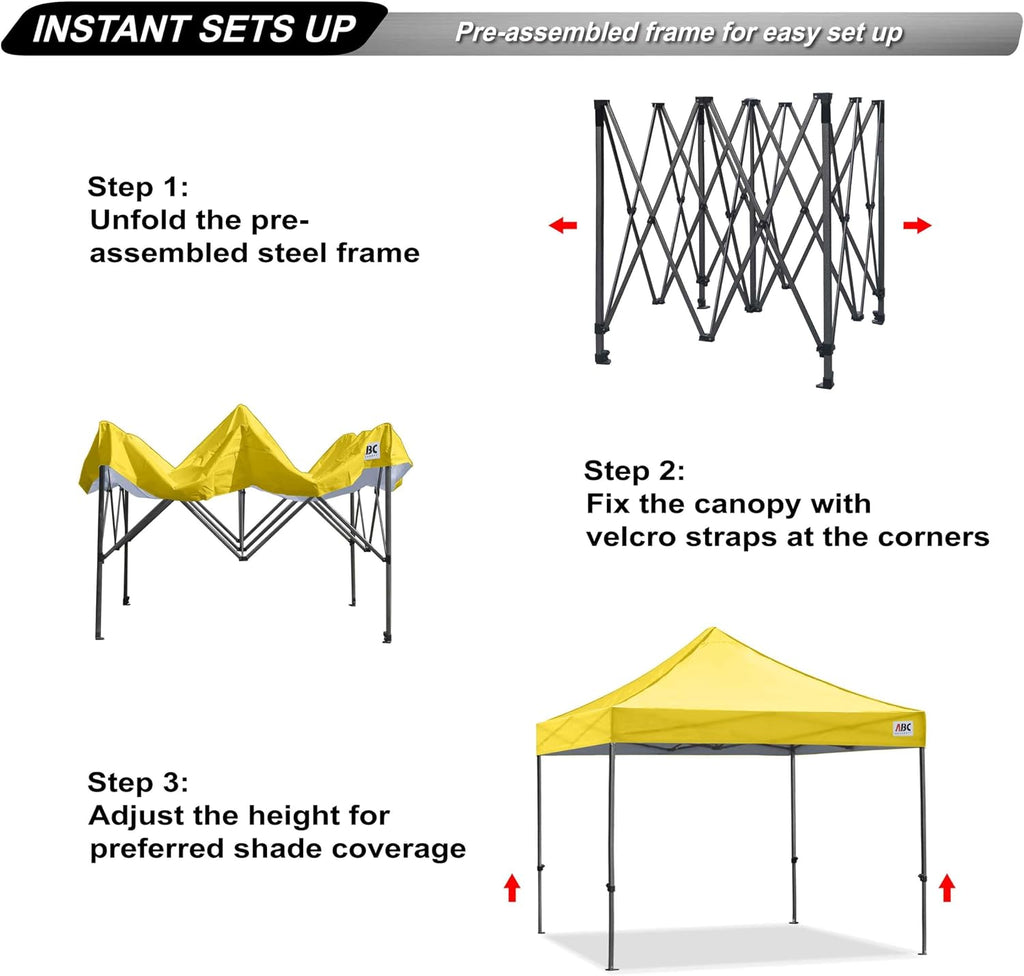 ABCCANOPY Patio Pop Up Canopy Tent 8x8 Commercial-Series (Yellow)