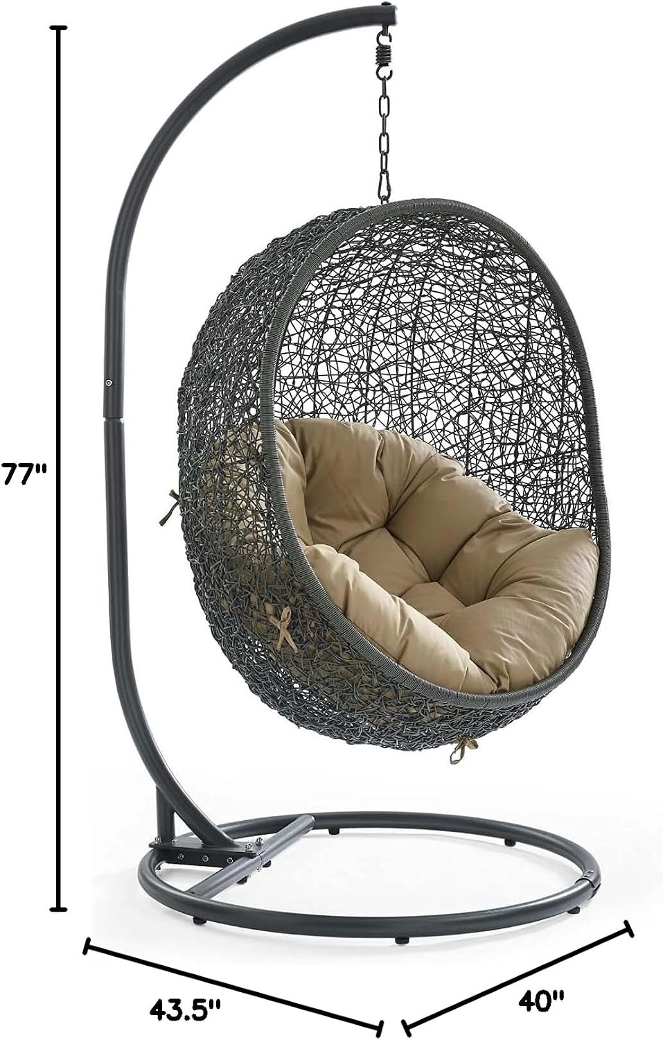Modway Hide Outdoor Patio Swing Chair, Gray Mocha