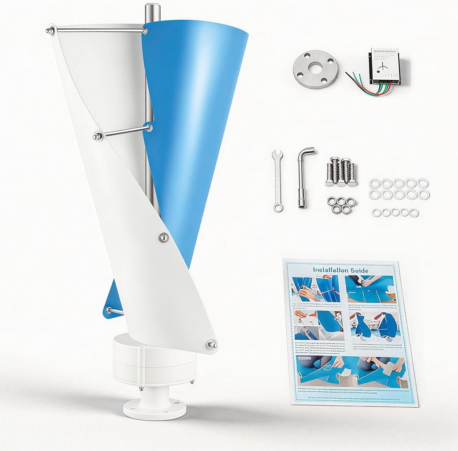 Wind Generator, 100W 12V Vertical Wind Turbine Generator Vertical Axis Wind Turbine Vertical Wind Generators Kit Wind Power Generators w/Controller for Home, Business, Ships