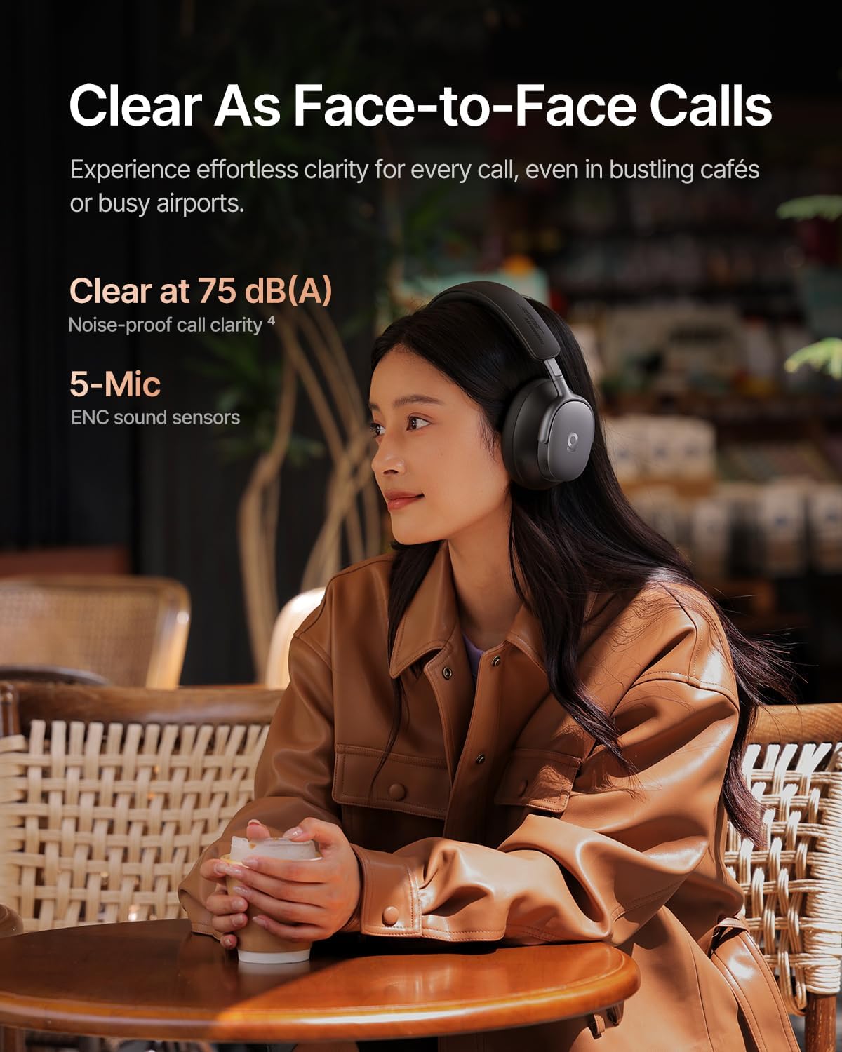 Baseus Inspire XH1 Adaptive Active Noise Cancelling Headphones, Sound by Bose, Dolby Audio, Premium Real-Time Adaptive ANC, Adaptive Tuning Rich Sound, Hi-Res Audio, 100H Playtime - Cosmic Black