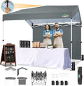 COBIZI Canopy Tent 10x10 Pop Up Outdoor Canopies with 4 Sidewalls Waterproof Commercial Instant Gazebo Tents for Party Patio Backyard with 4 Sandbags, 4 Stakes & 8 Ropes, Gray