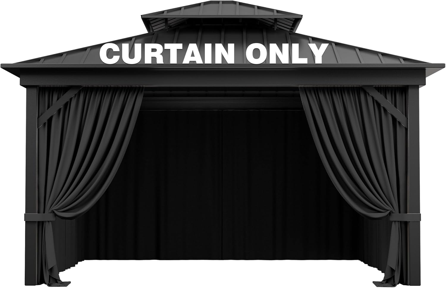 Outdoor Gazebo Curtain Replacement Universal 4-Panel Sidewalls 12' X 12',Outdoor Patio Waterproof Privacy Curtain with Double Zipper for Patio,Garden, and Backyard (Curtain Only)