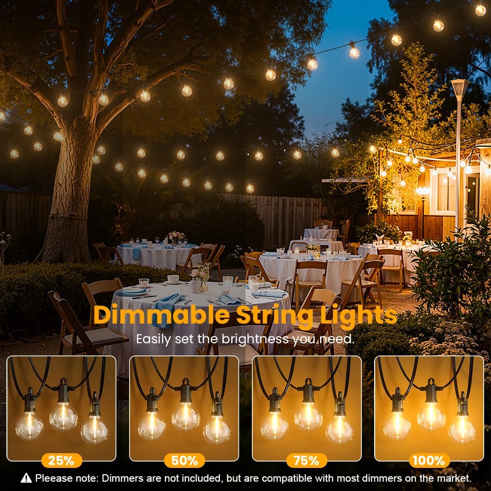 LED Outdoor String Lights, 300FT Patio Lights Outdoor Waterproof with 146+3 Shatterproof G40 Edison Globe Bulbs, 2700K Warm White Hanging Light, Dimmable Light for Outside Backyard Garden Bistro Porch