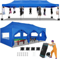 COBIZI 10x30 Pop up Canopy with 8 Removeable Sidewalls, Heavy Duty Party Tents for Parties, Events and Weddings, UPF 50+ Waterproof Commercial Tent with Roller Bag, Blue (Windproof Upgraded)