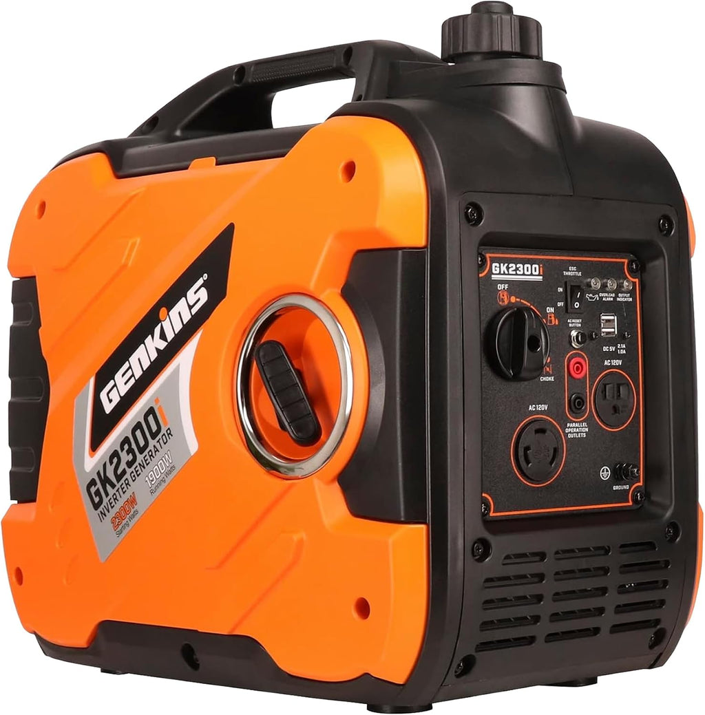 GENKINS Inverter Generator 2300 Watt Portable Generator Gas Powered Ultra Quiet for RV Ready Outdoor Camping Home Backup