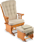 Anti-Pinch Solid Wood Hand Glider Rocking Chair Set with Ottoman, with Padded Cushion, Rustic Rubber Wood Nursery Glider for Nursing, Relaxing, Living Room, Bedroom, Honey Colored