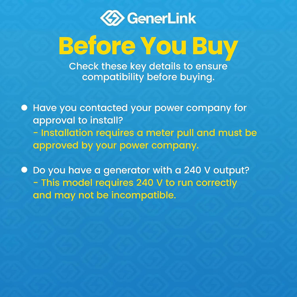 GenerLink Automatic Transfer Switch for Home Generator w/Surge Protection - Meter Mounted Transfer Switch for Portable Generators - Outdoor & Home - Fast and Easy Installation - 40AMP