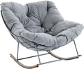 Outdoor Rocking Chair, 400 lbs Sturdy Frame with Thick Cushion,Patio Papasan Chair for Bedroom, Living Room, Porch, Garden(Grey)