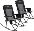 PORTAL Oversized Folding Rocking Camping Chair Portable Outdoor Rocker with High Back Hard Armrests Carry Bag, Supports 400 lbs