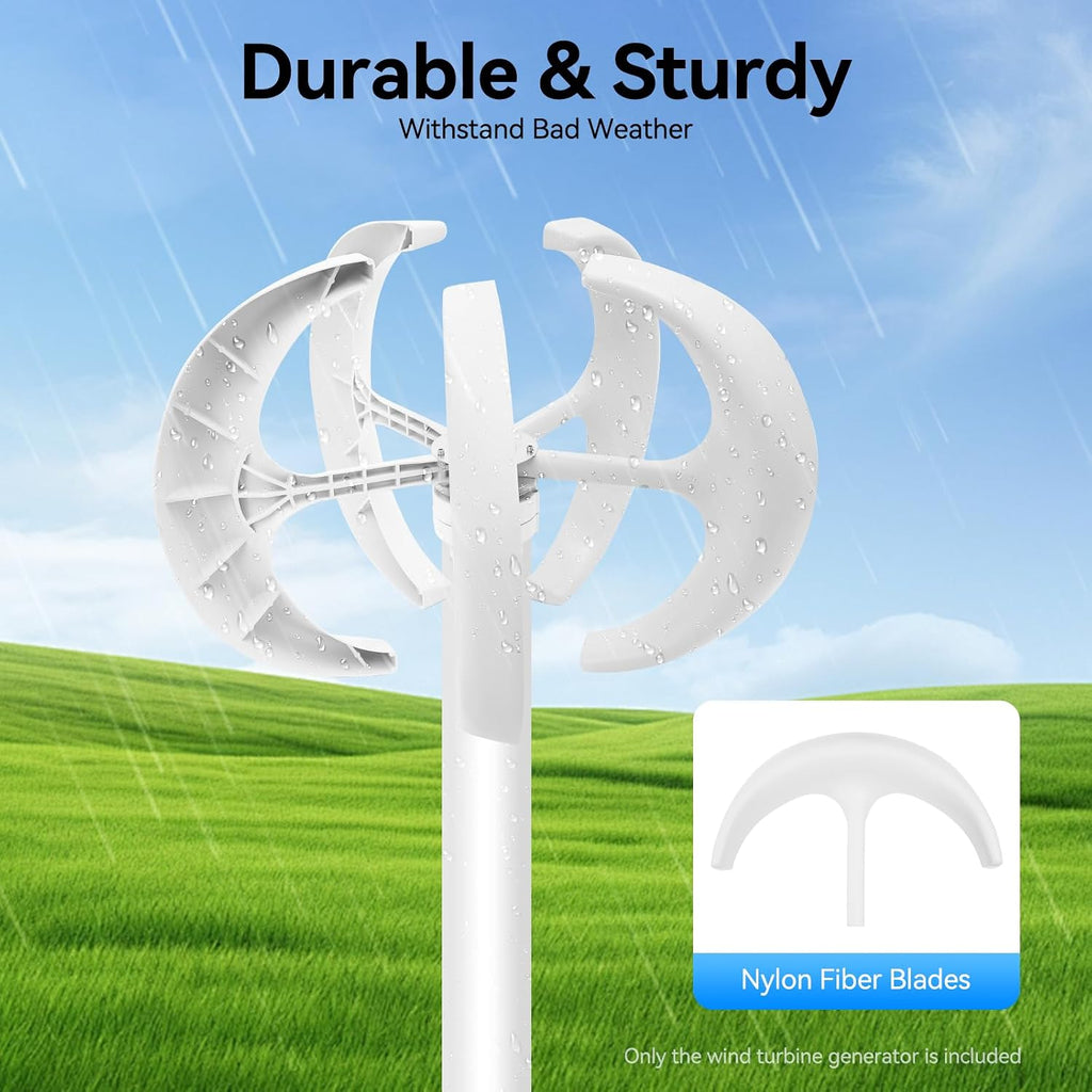 600W Wind Turbine Generators Kit, 24V 5 Blades Vertical Axis Wind Power with Controller, 5 Blades Lantern Motor Vertical Axis Windmill for Home, Camping, -40～80℃ Working Temperature