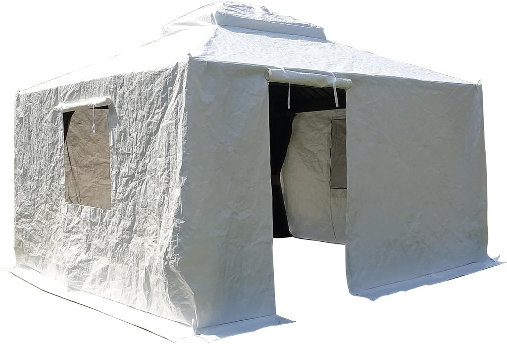 Gazebo Cover,Outdoor Patio Gazebo,converts Pavilion Into Storage Space,Outdoor Universal Winter Pavilion Cover with Side Walls and Mesh Windows (12x12 FT)
