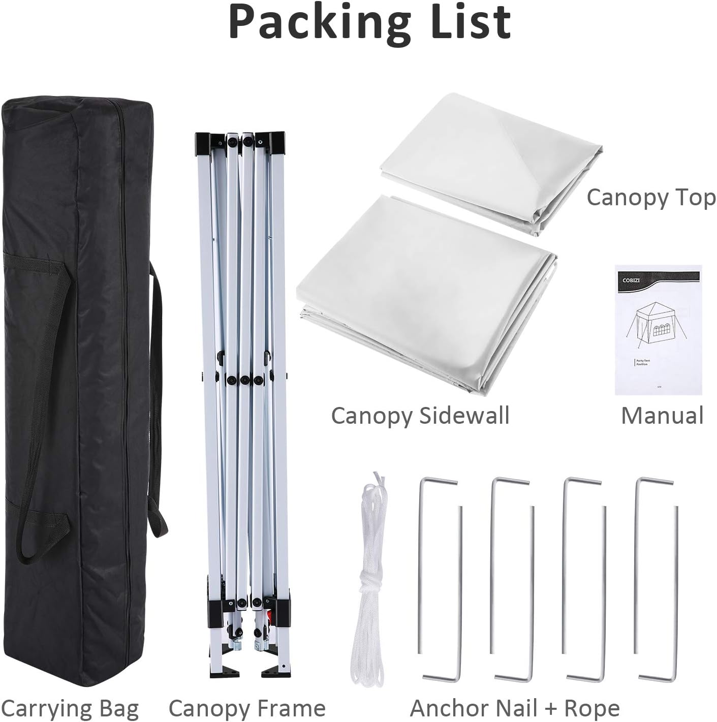 COBIZI 10'x10' Pop Up Canopy Tent Straight Leg Commercial Instant Canopy Pop Up Canopy with Sidewalls Outdoor Sun Shade Event Tent for Camping Garden Party Beach, Canopy Bags x1, (Off White)