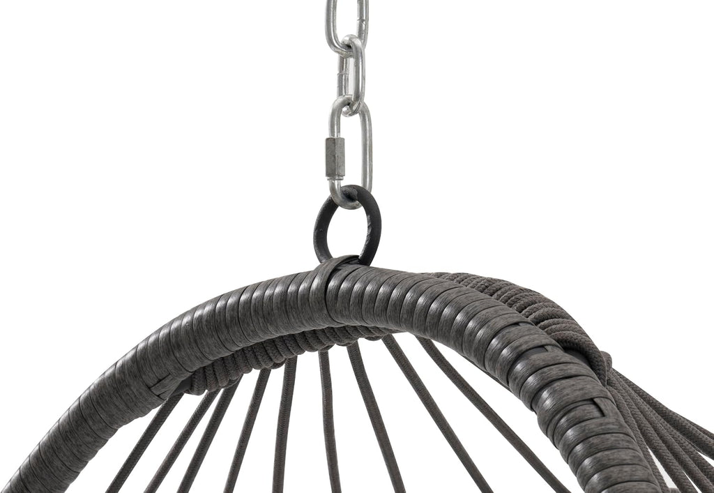 55.6' Outdoor Garden Rattan Egg Swing Chair,Patio UV Resistent PE Hanging Chairs with Cushion,Galvanized Steel Frame,Load: 360lbs,All Weather Foldable Hammock for Bedroom,Porch,Khaki+Yellow