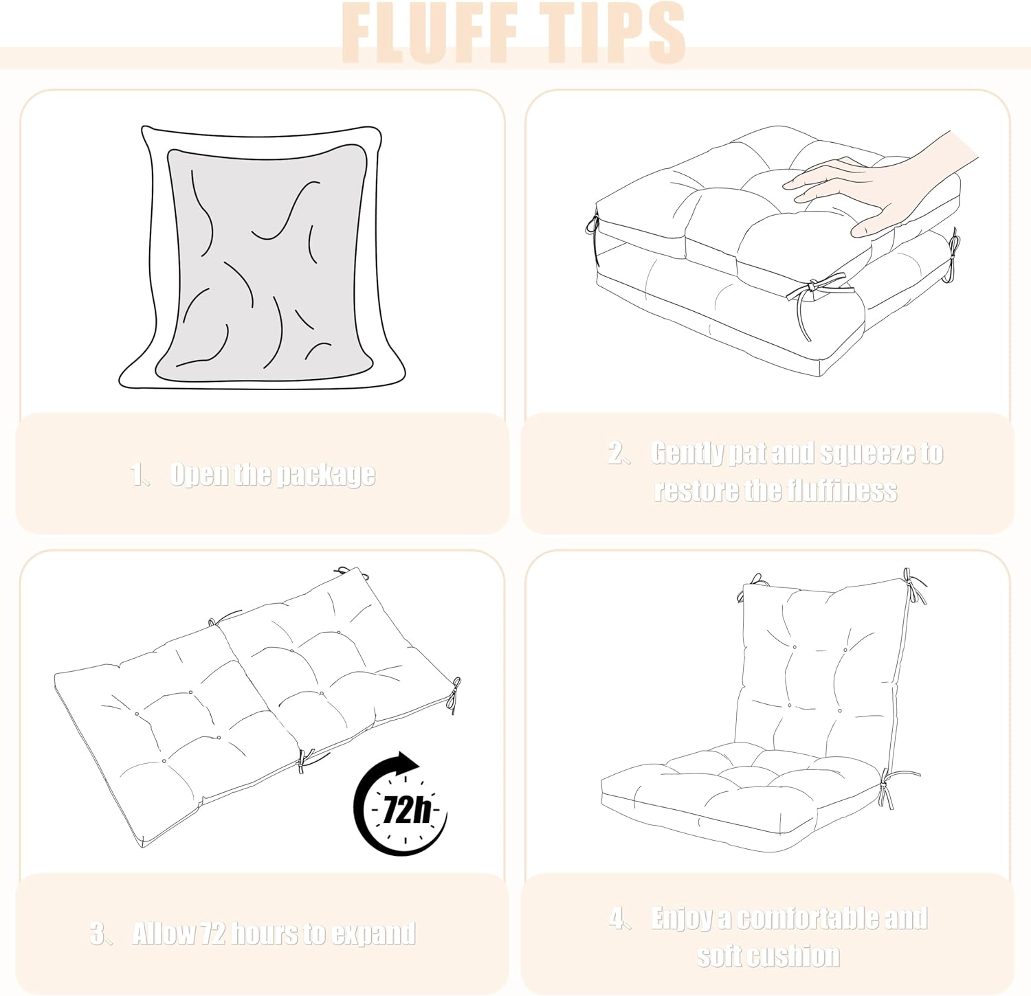 2sets Rocking Chair Cushion Set,Outdoor Patio Chair Cushions,Waterproof and Fade-Resistant Replacement Tufted Pads with Ties for Indoor Outdoor Rocker/Patio/Swing Chair,42 x 21 x 5 Inches