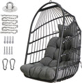 Chihee Egg Chair Foldable Wicker Rattan Hanging Swing Chairs Indoor Outdoor Patio Wicker Chair Hammock Chair with Stainless Steel Hanging Kit Chain Link UV Resistant Cushion Bedroom Balcony