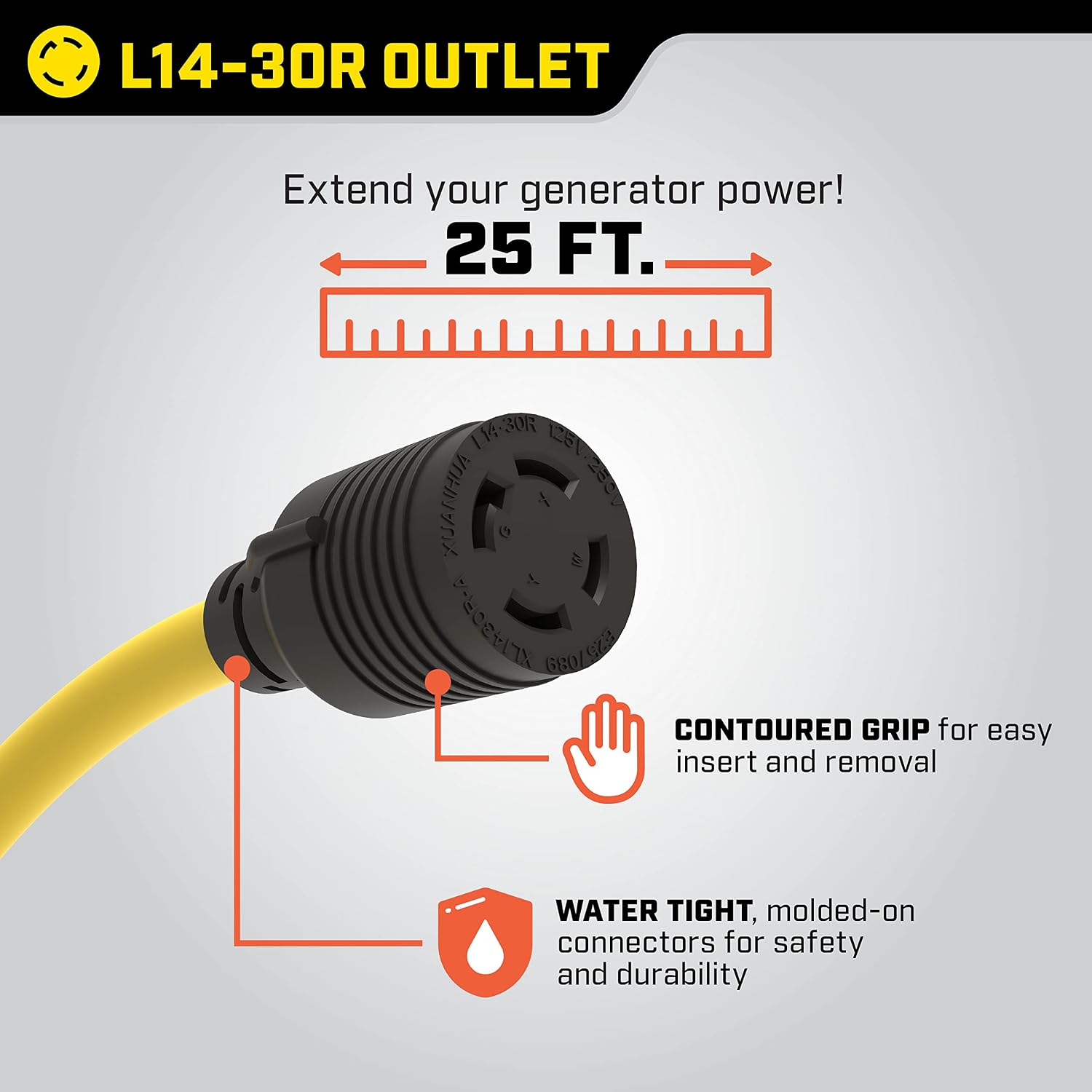ST Switch, Black and White & Champion 25-Foot 30-Amp 250-Volt Generator Power Cord for Manual Transfer Switch (L14-30P to L14-30R)