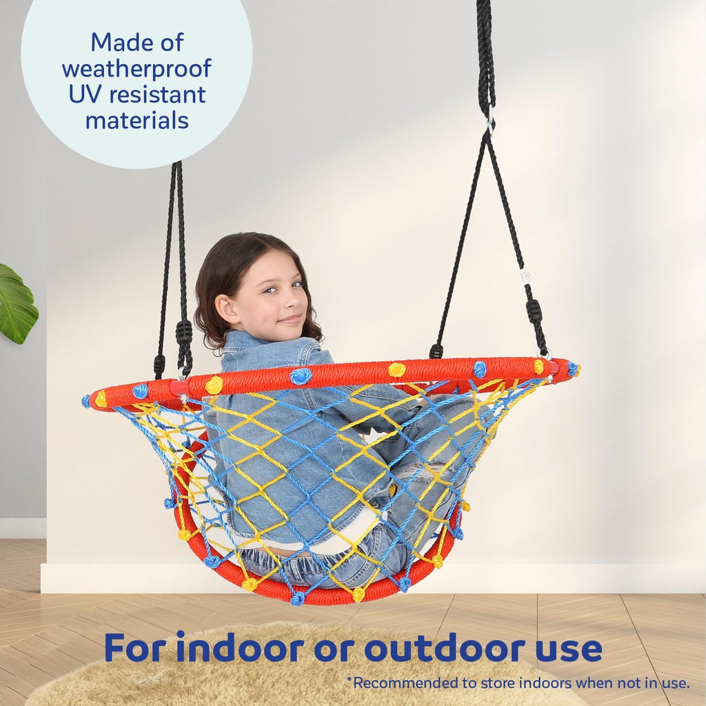 Fun and Function - Web Chair Swing - Indoor/Outdoor Swing for Kids - Hanging Spider Net Swing Chair - Web Swing for Tree, Playground, Ceiling or Frame - Up to 220 lbs