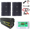 Solar System Kit 3000W/4000W 12V to 110V/220V Inverter Solar Panel Kit 50A Controller + 50W18V Foldable Solar Panel Home Grid System Solar Generator(800W,12V-220V)