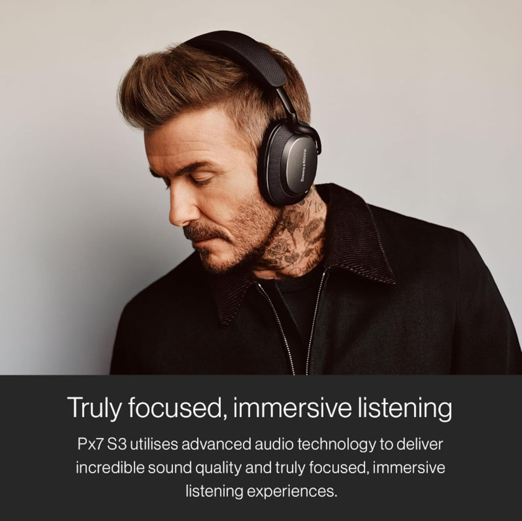 Bowers & Wilkins Px7 S3 Wireless Headphones Over Ear Noise Cancelling, Active Noise Cancelling & Transparency Mode, Hi-Res Sound, Bluetooth, 30-Hr Playtime, Quick Charge, Anthracite Black