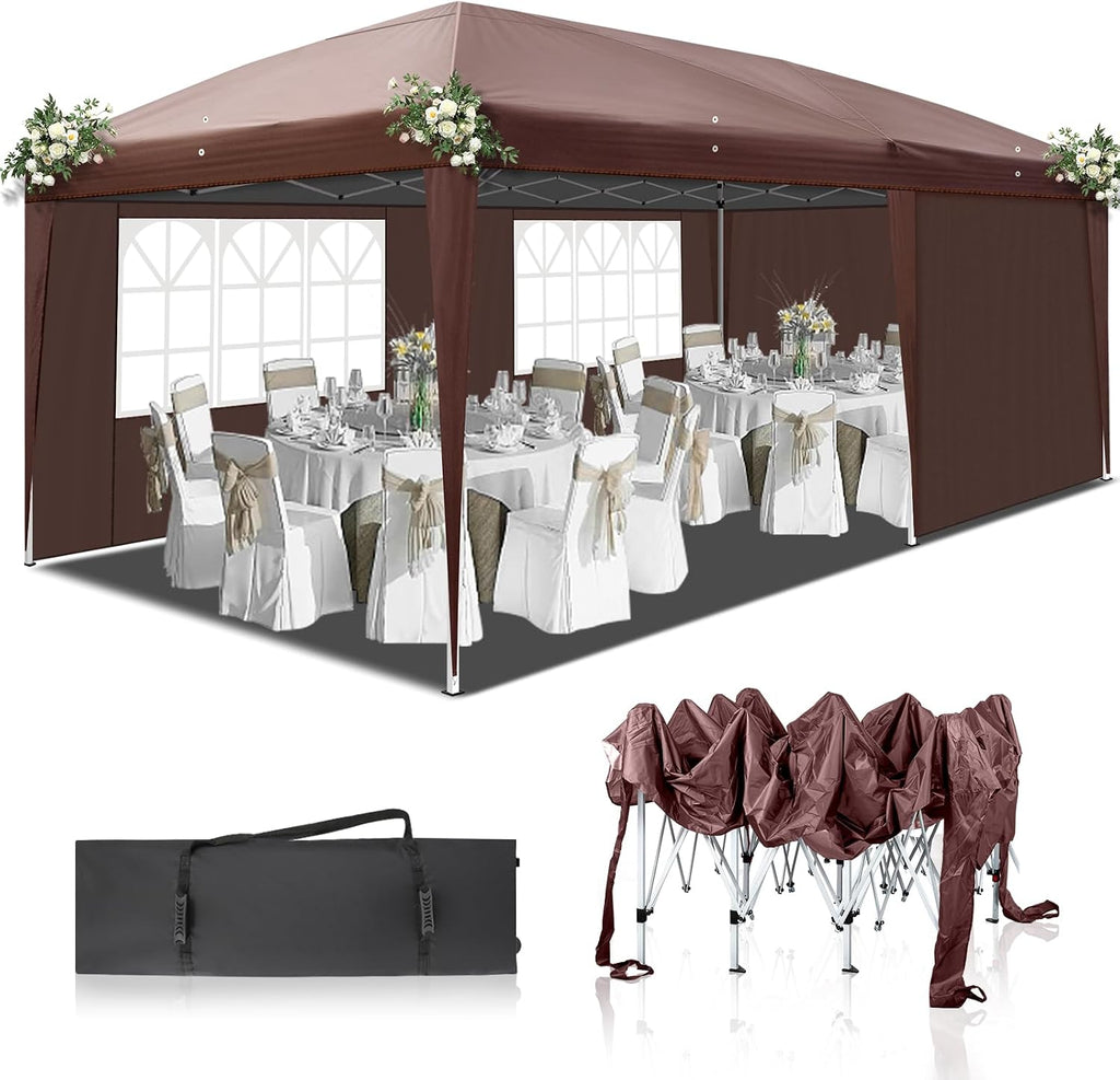 Outvita 10x20ft Ez Pop Up Canopy, Portable Instant Canopy Tent with 4 SideWalls for Outdoor Events, Party, Wedding, Birthday,Graduation
