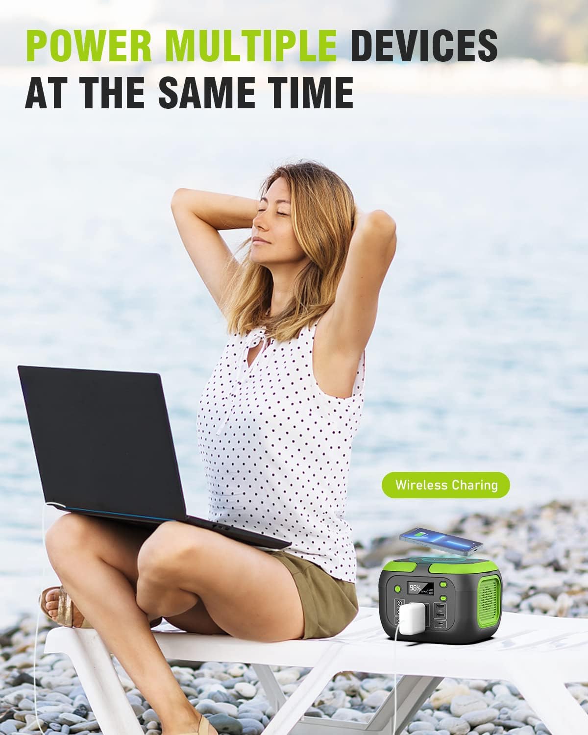 SinKeu 200W Portable Power Station with 40W Solar Panel Included, 155Wh Backup Solar Power Generator with AC Outlets DC USB Type-C for Camping Boat Travel Outdoor Adventures Home Emergency