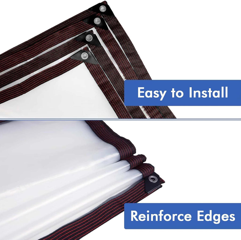 Clear Waterproof Tarps Heavy Duty Transparent Tarpaulin, 14x23 FT Grommets Transparent Tarpaulin for Outdoor Canopy Balcony, Plastic Tarp for Patio Enclosure Deck Porch Patio Gazebo Curtains