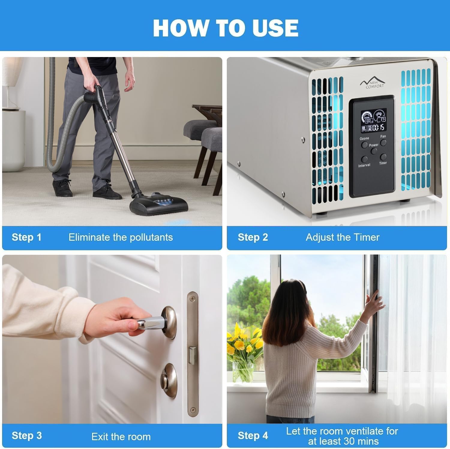 SS12000 Ozone Generator Purifier with Adjustable & Auto Shutdown Timer – Ozone Odor Removal for Large Spaces & Industrial Use – Smoke Odor Eliminator for Homes, Offices & Commercial Areas