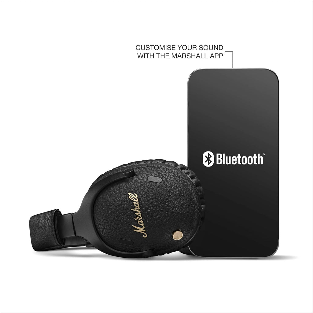 Marshall Monitor III A.N.C. Over-Ear Bluetooth Headphones - Active Noise Cancelling with Microphone | 100+ Hrs Wireless Playtime | Lightweight, Foldable Design for Travel - Black
