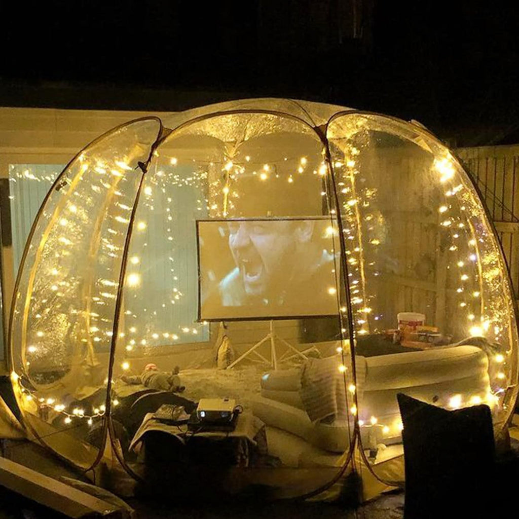 Alvantor® Pop Up Bubble Tent® - 12' x 12' Instant Igloo Tent® - 8-10 Person Screen House for Patios - Large Oversize Weather Proof Pod - Cold Protection Camping - Beige