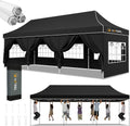 Hoteel 10x30 Pop Up Canopy Heavy Duty with 8 Sidewalls, Waterproof Outdoor Event Tents, Easy Set-up Instant Tent with Hand Bag, Rope & Nail, Hexagonal Leg (1-Year Warranty,Upgrade)