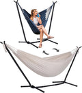 SUNCREAT 2-in-1 Hammocks Convertible Portable Double Hammock with Stand, Outdoor Hammock with Stand Included, Patented, Natural