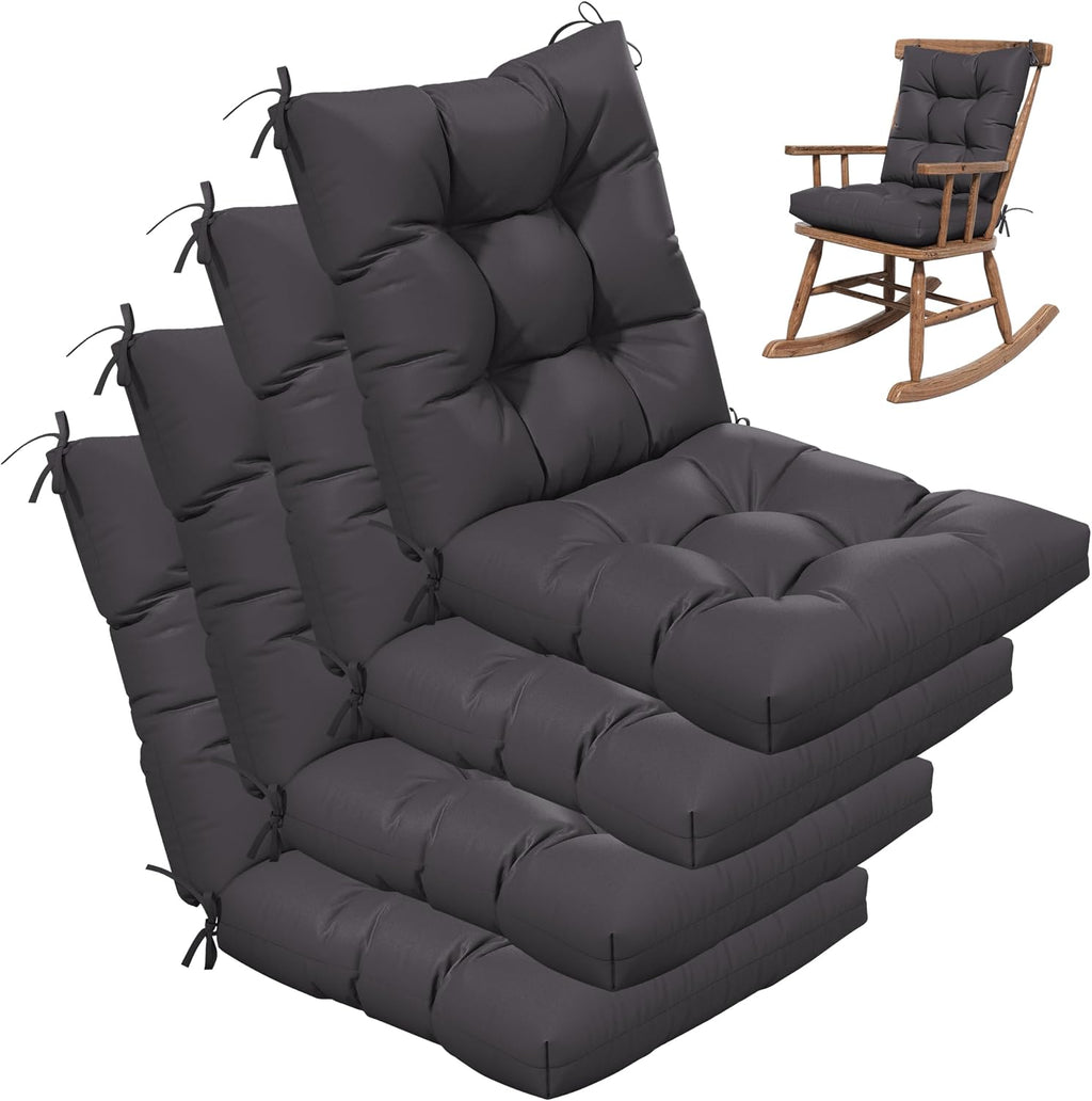 4sets Rocking Chair Cushion Set,Outdoor Patio Chair Cushions,Waterproof and Fade-Resistant Replacement Tufted Pads with Ties for Indoor Outdoor Rocker/Patio/Swing Chair,42 x 21 x 5 Inches